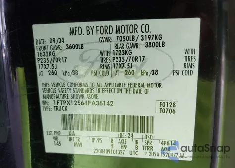 2004 Ford F-150 Lariat/Xl/Xlt from USA, damaged, VIN 1FTPX12564FA36142